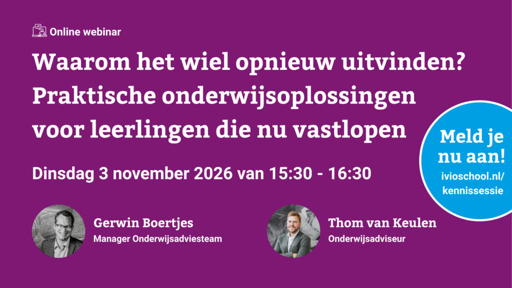 online kennissessie passend onderwijs IVIO@School 3 november